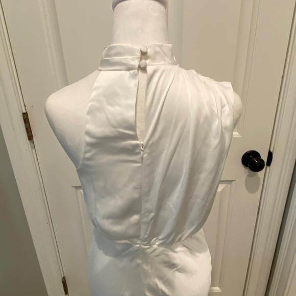 New! Lulu's Distinctive Charm White Satin Asymmetrical Midi Dress 16684 - Picture 10 of 16